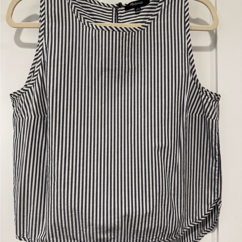 Madewell Black and White Striped Tank Top